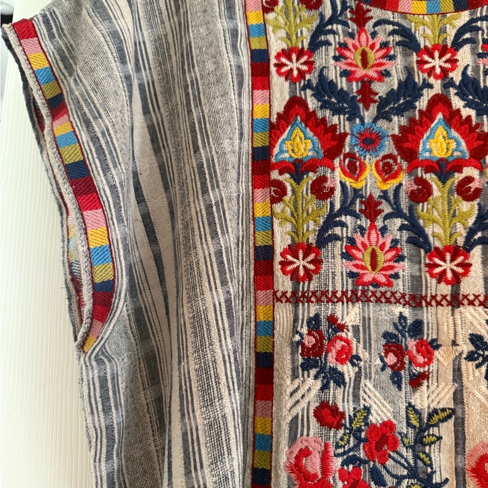 Savanna Jane Multicolor Embroidered Striped Blouse S/M - Picture 3 of 5